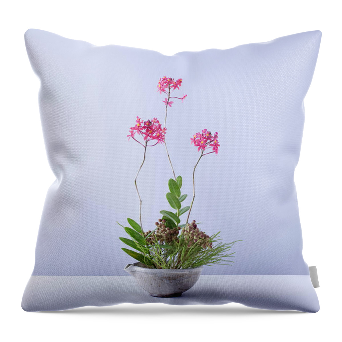White Background Throw Pillow featuring the photograph Flower Arrangement #3 by Ryouchin