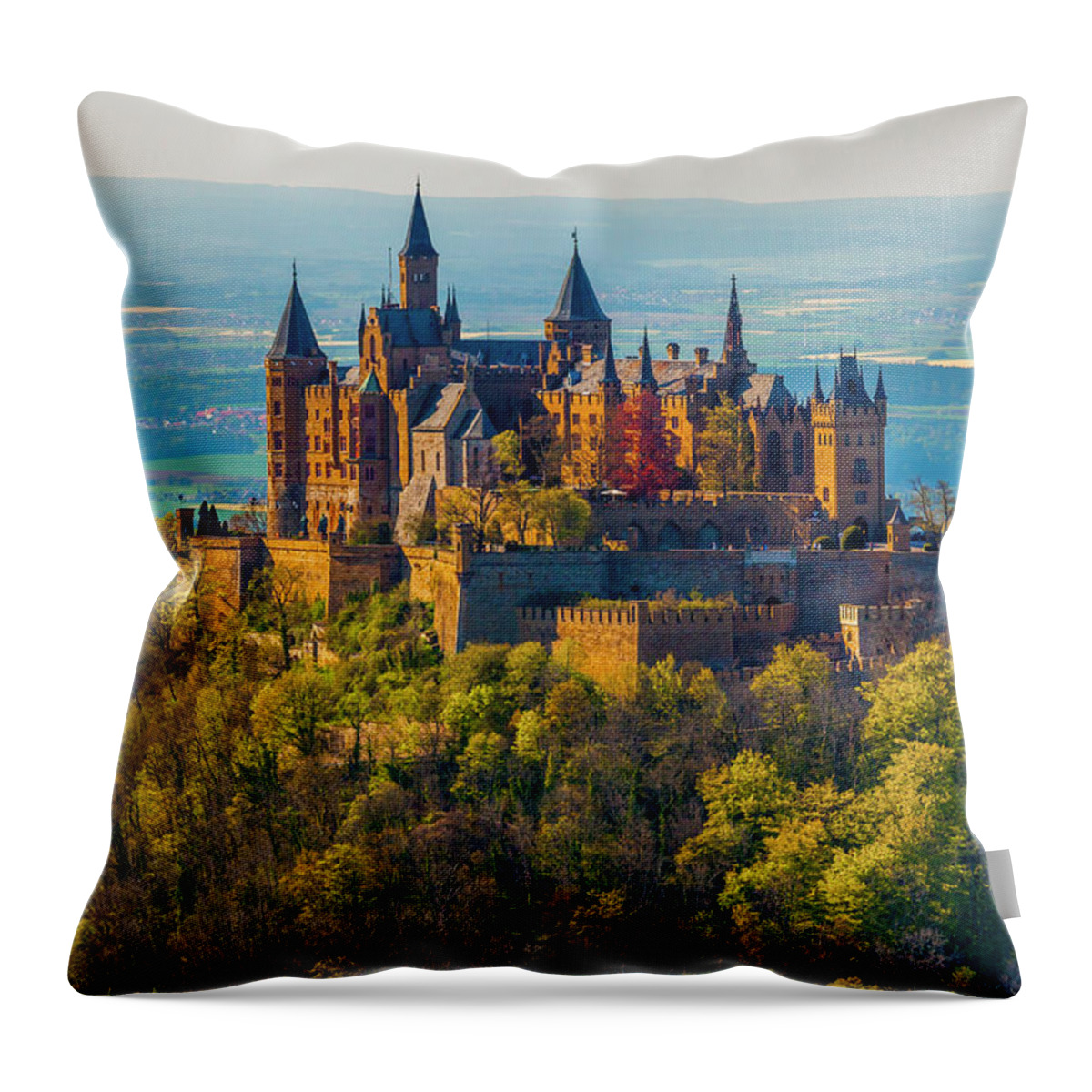Estock Throw Pillow featuring the digital art Hohenzollern Castle In Germany #3 by Olimpio Fantuz