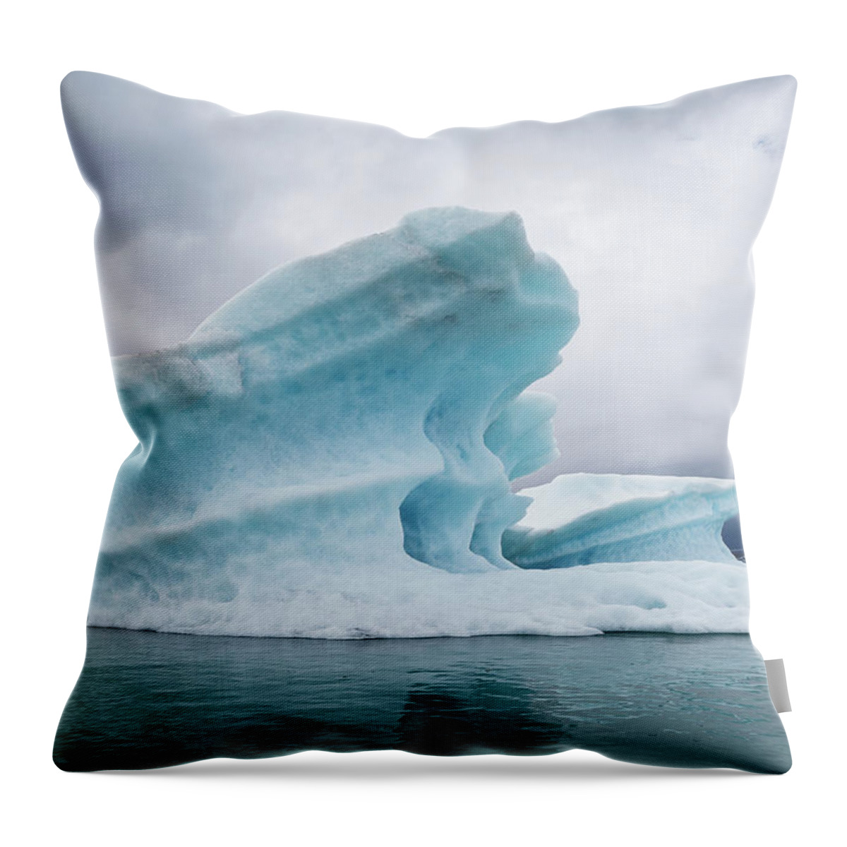 Scenics Throw Pillow featuring the photograph Icebergs On Glacial Lagoon #3 by Arctic-images