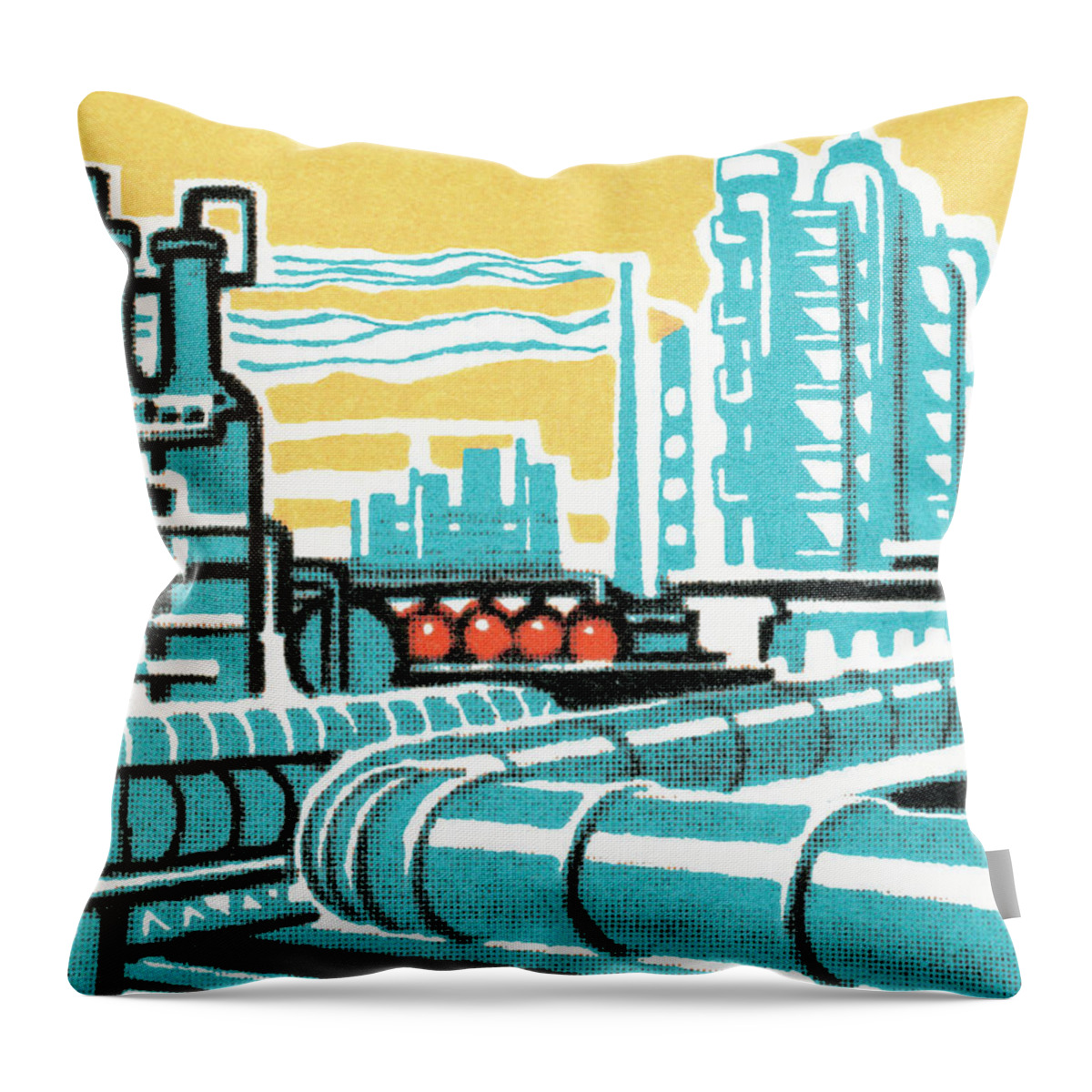 Air Quality Throw Pillow featuring the drawing Industry #3 by CSA Images