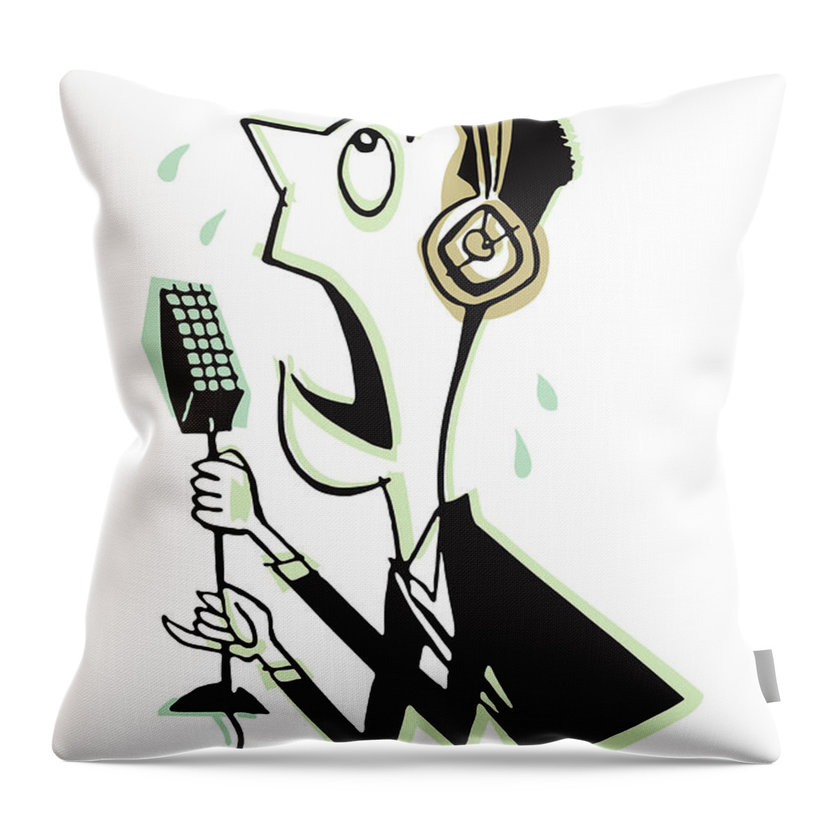 Afraid Throw Pillow featuring the drawing Male News Announcer #3 by CSA Images