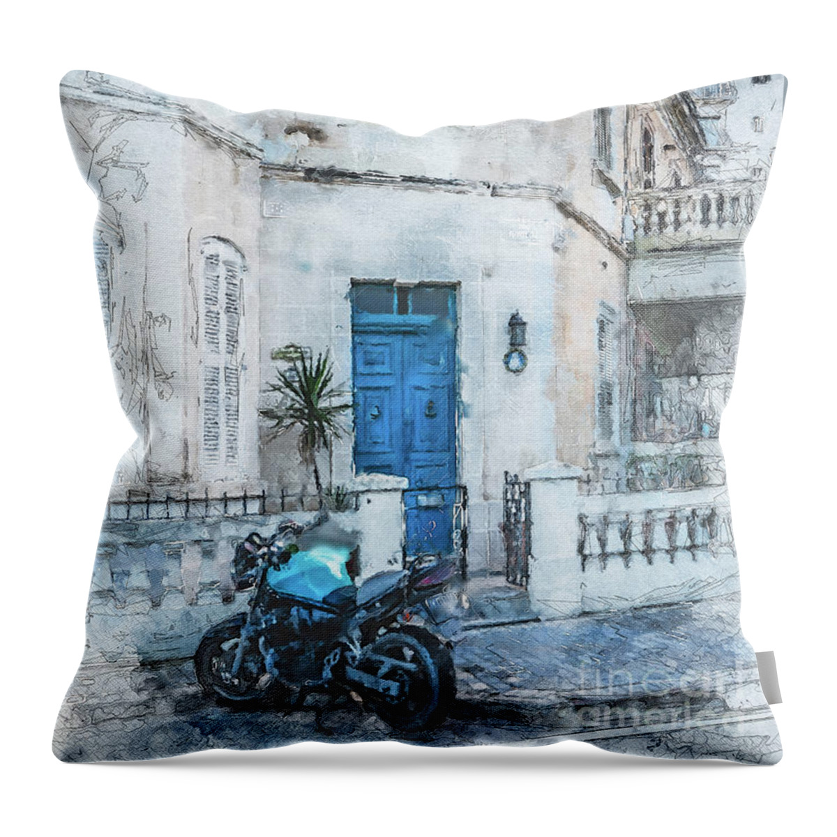 Malta Throw Pillow featuring the digital art Malta St. Julians #3 by Justyna Jaszke JBJart