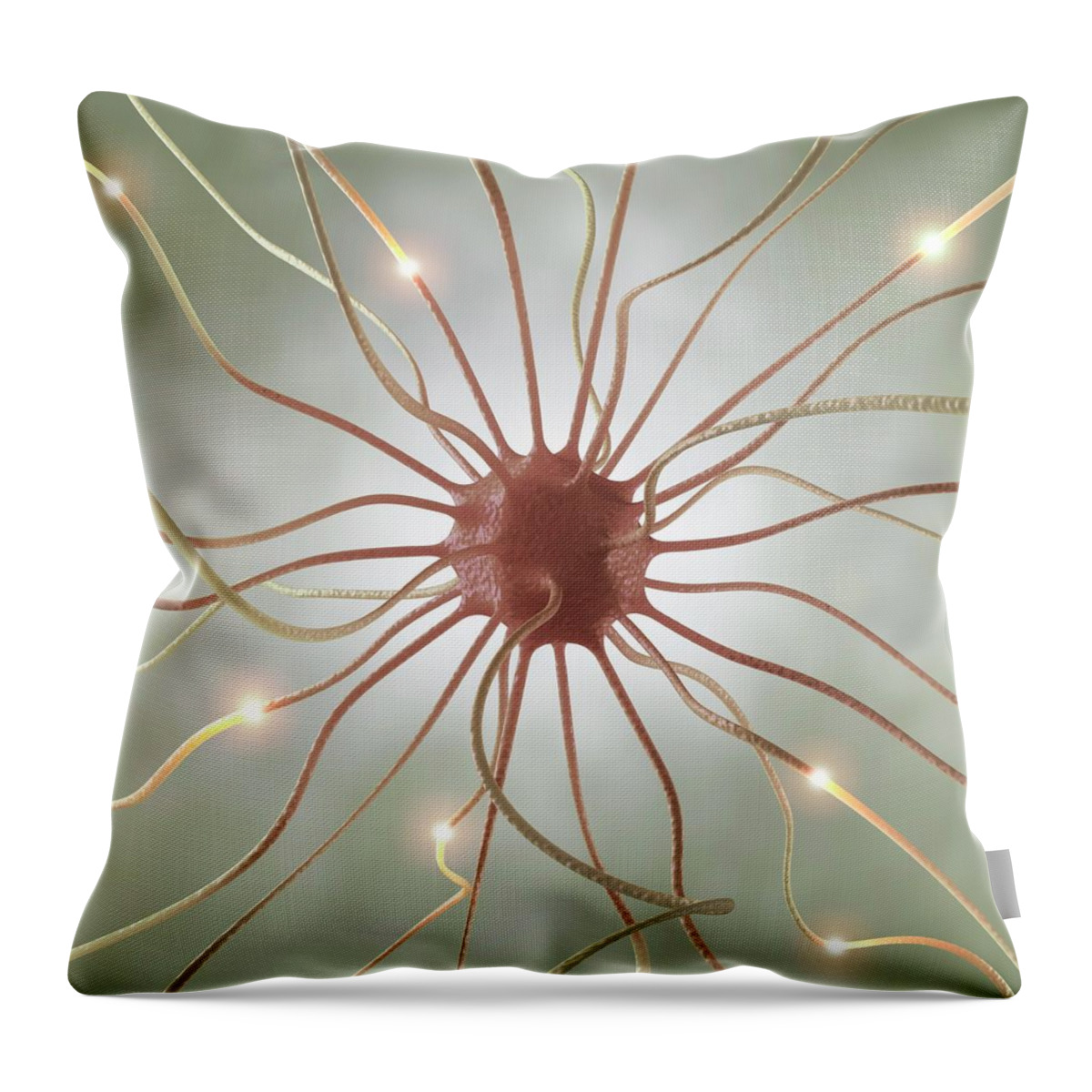 Color Image Throw Pillow featuring the digital art Nerve Cell, Artwork #3 by Ktsdesign