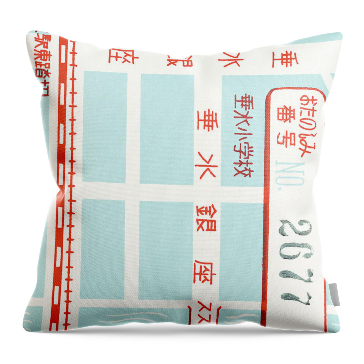 Asia Throw Pillow featuring the drawing Oriental map #3 by CSA Images
