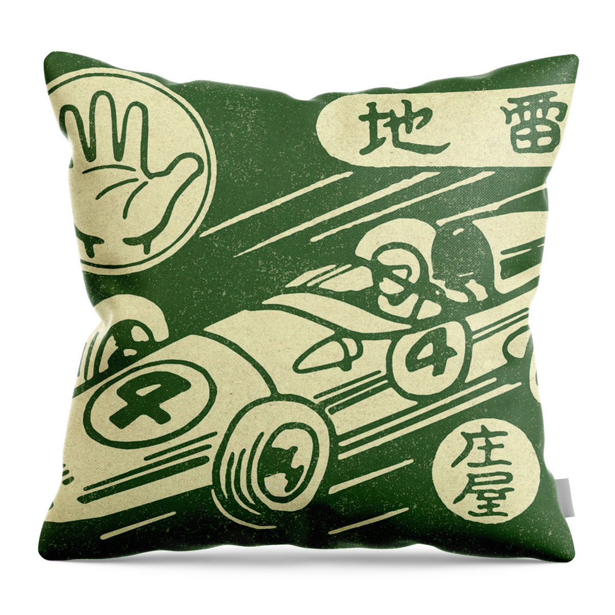 Auto Throw Pillow featuring the drawing Racecar #3 by CSA Images