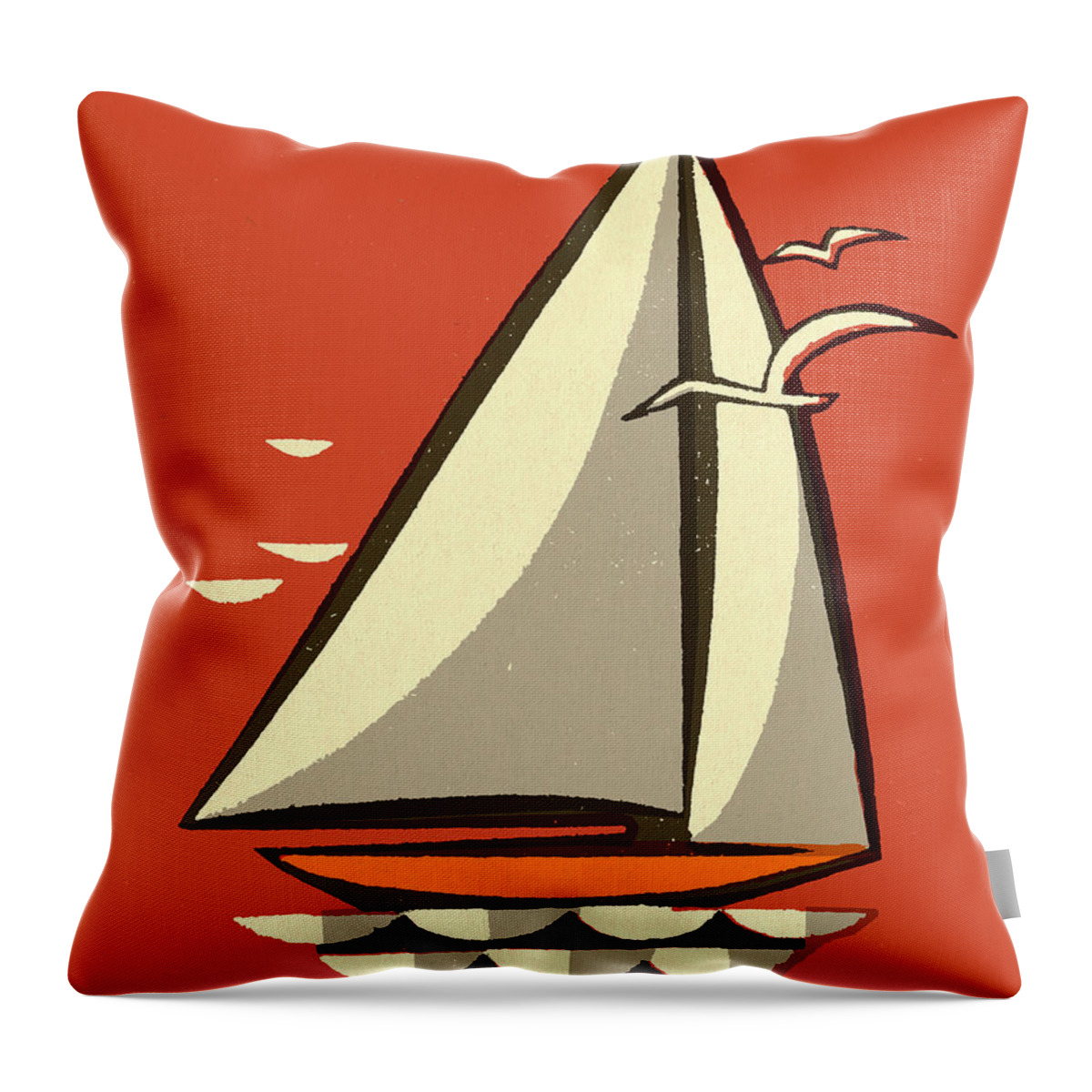 Activity Throw Pillow featuring the drawing Sailboat #3 by CSA Images