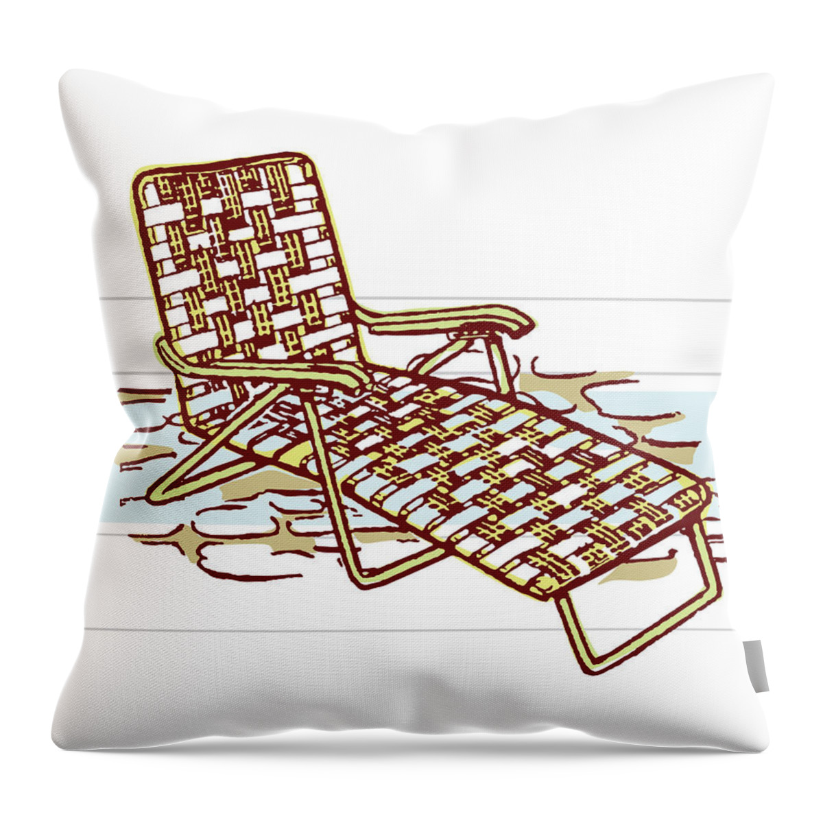 Armchair Throw Pillow featuring the drawing Woven Lawn Chair #3 by CSA Images