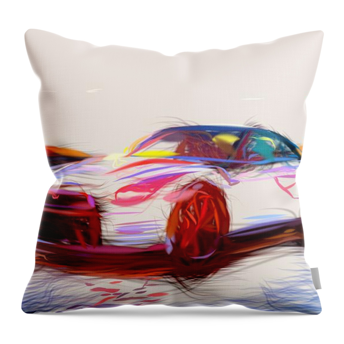 Nissan Throw Pillow featuring the digital art Nissan GT R Drawing #32 by CarsToon Concept