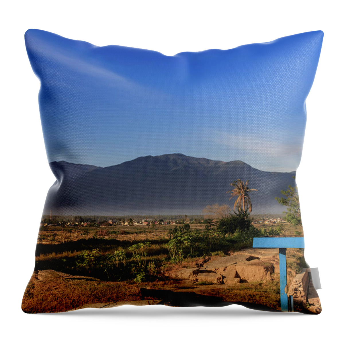 Beautiful Throw Pillow featuring the photograph A sunny morning at the village petobo lost due to liquefaction #32 by Mangge Totok