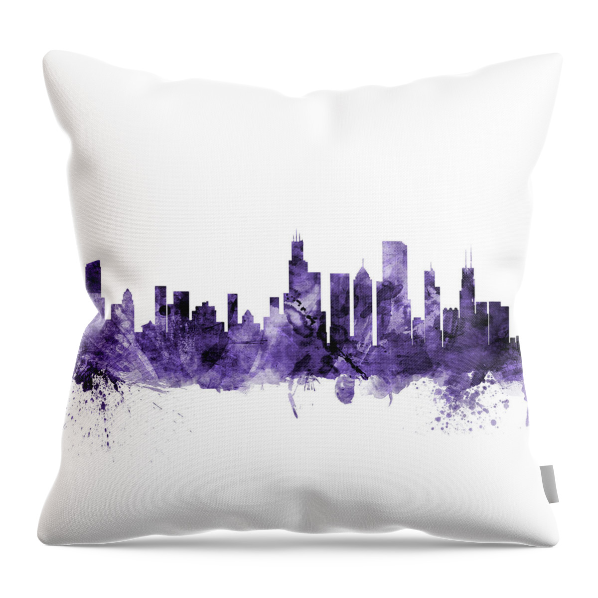 Chicago Throw Pillow featuring the digital art Chicago Illinois Skyline #35 by Michael Tompsett