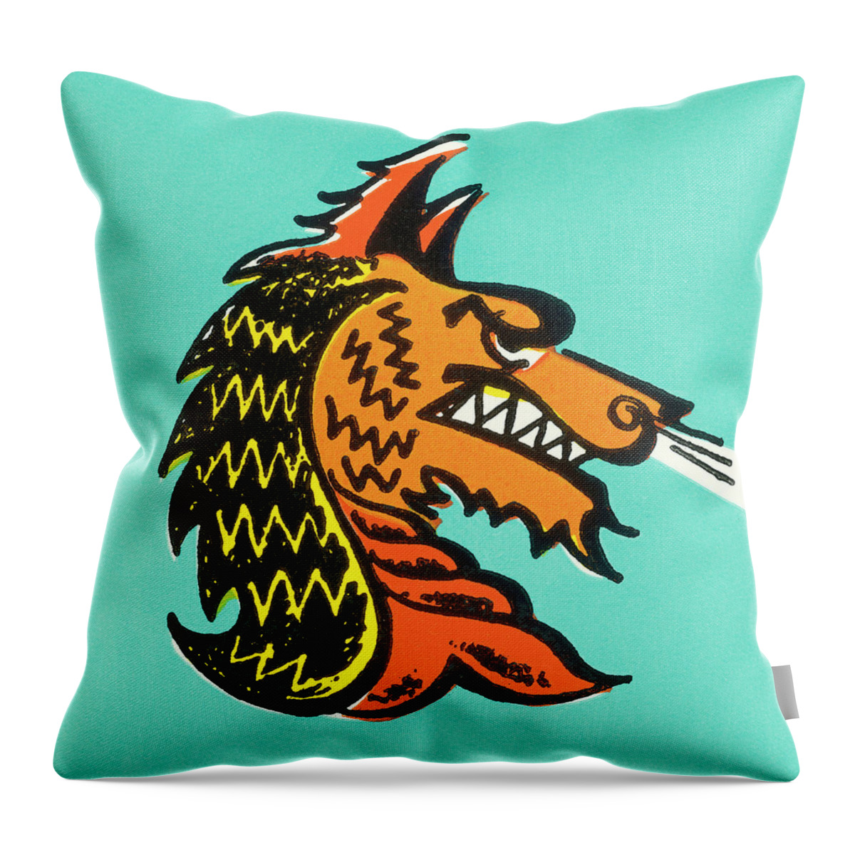 Aggravated Throw Pillow featuring the drawing Dragon #36 by CSA Images