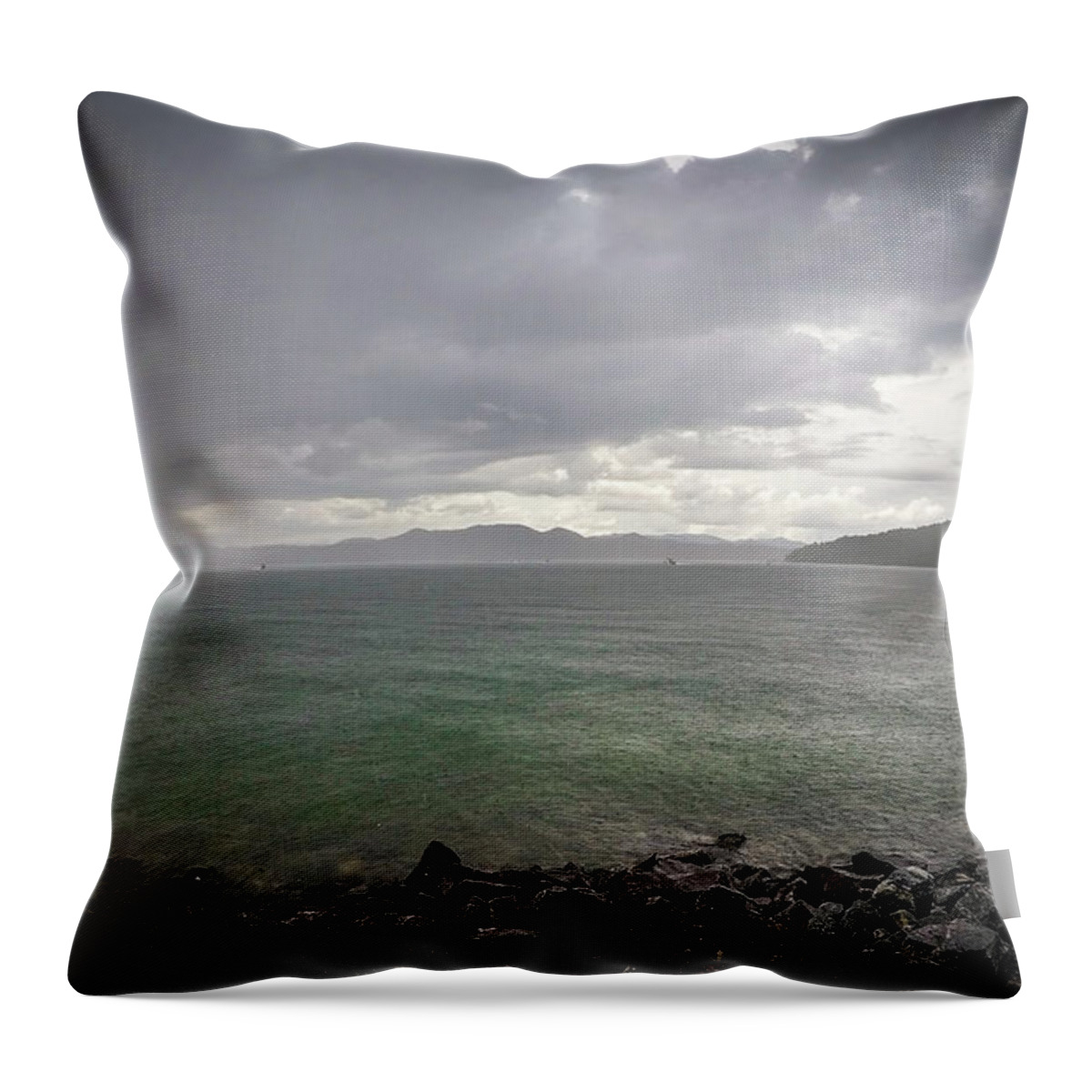 Blue Throw Pillow featuring the photograph Scenery around lake jocasse gorge #38 by Alex Grichenko