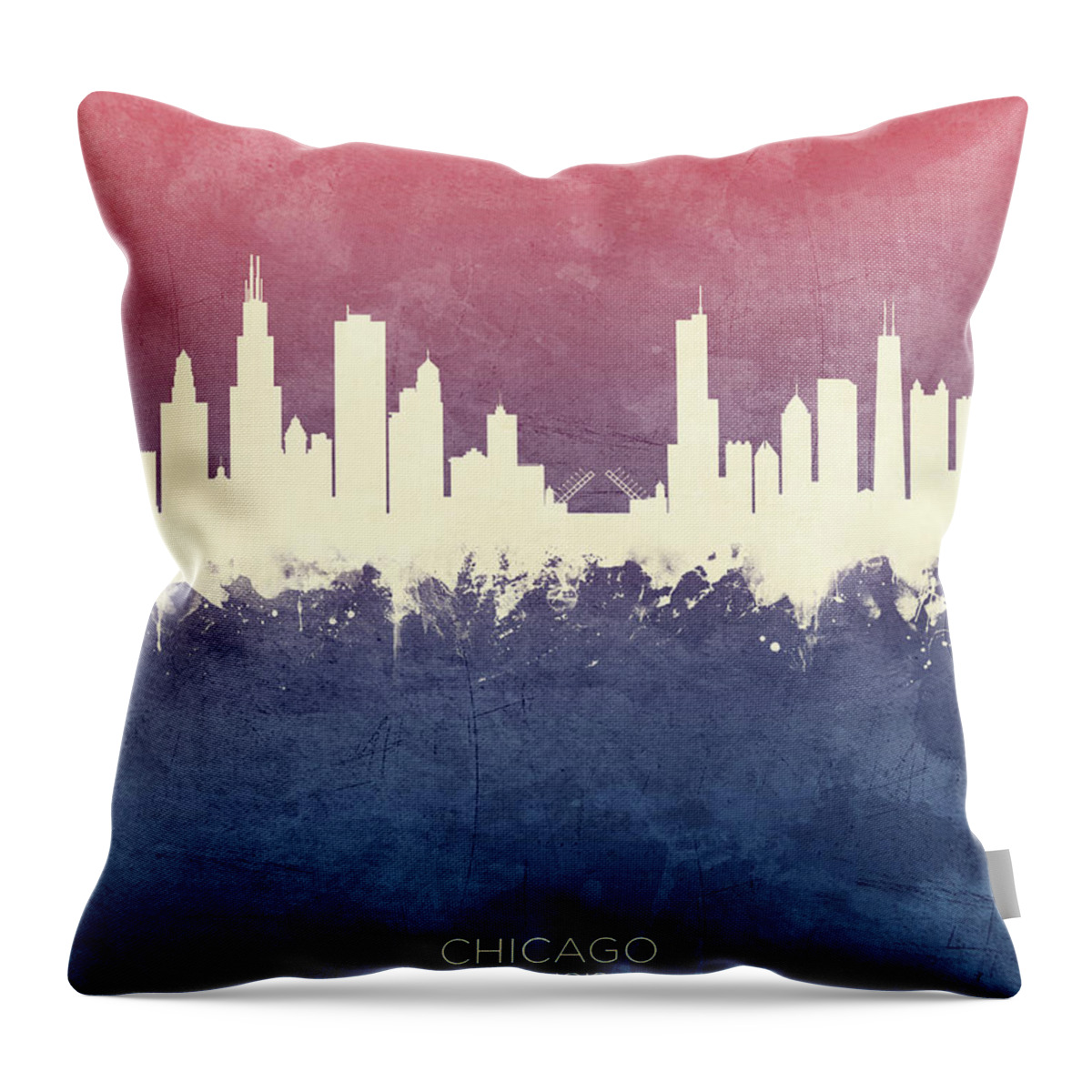 Chicago Throw Pillow featuring the digital art Chicago Illinois Skyline #39 by Michael Tompsett