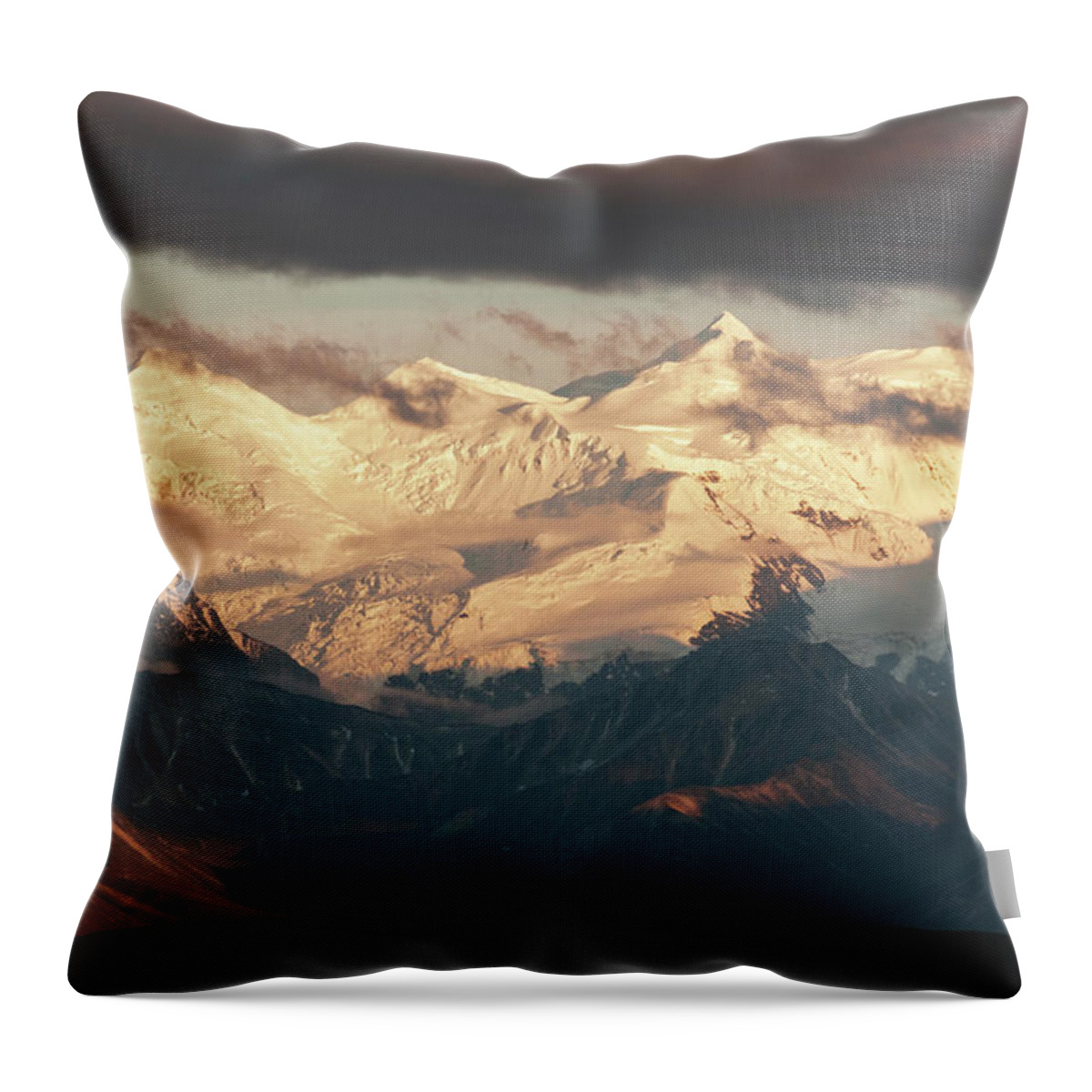 Scenics Throw Pillow featuring the photograph Alaska Range With Mt Brooks #4 by John Elk