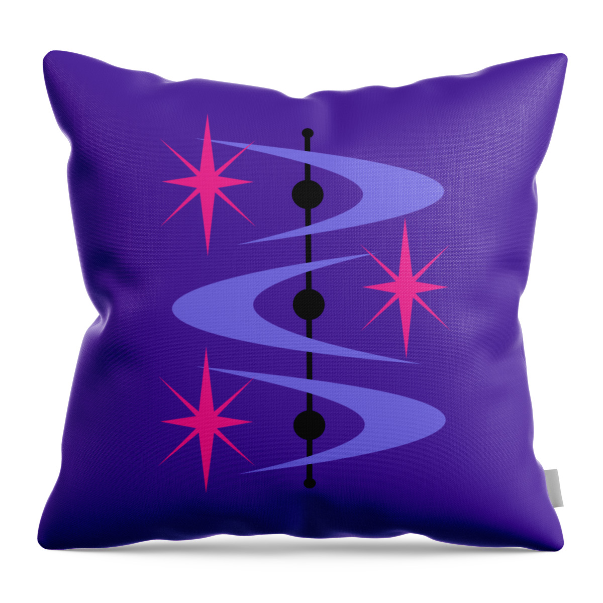 Mid Century Modern Throw Pillow featuring the digital art Boomerangs and Stars #1 by Donna Mibus