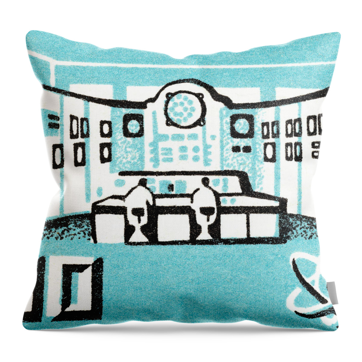 Accomplish Throw Pillow featuring the drawing Control room #4 by CSA Images
