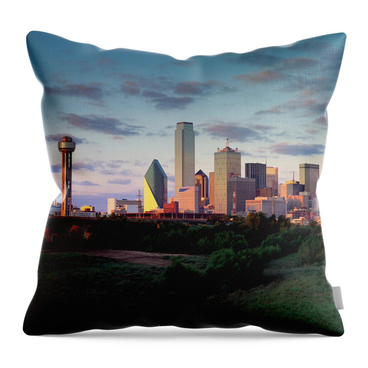 Downtown District Throw Pillow featuring the photograph Dallas Skyline #4 by Jeremy Woodhouse