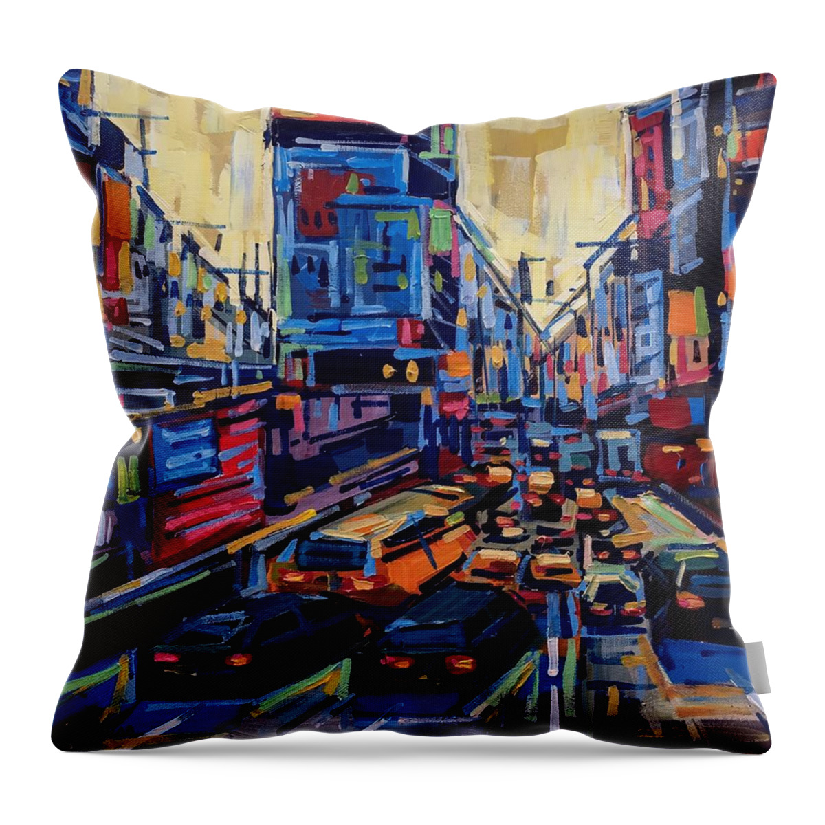 New York Throw Pillow featuring the painting Facades #4 by Enrique Zaldivar
