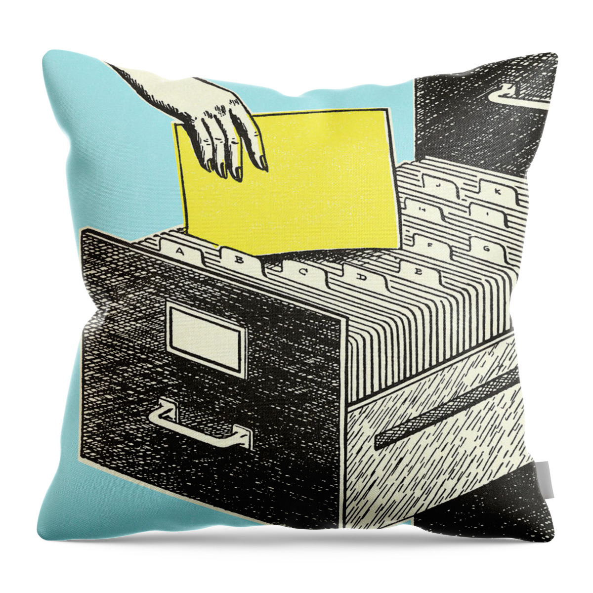 White Collar Worker Throw Pillow featuring the drawing File Cabinet #4 by CSA Images