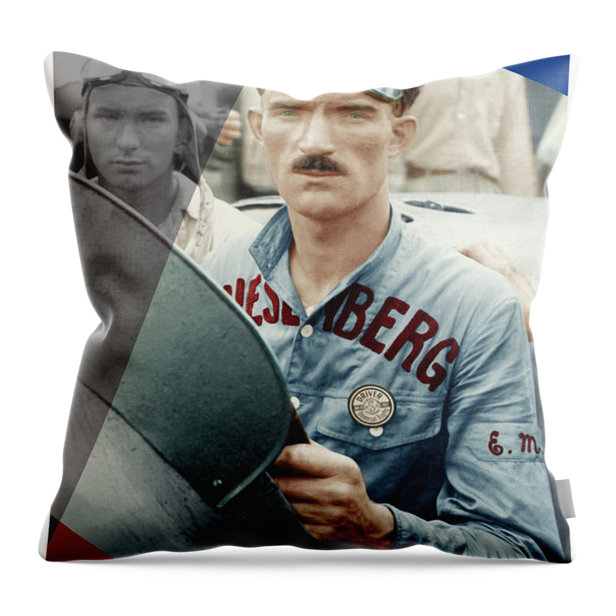 Auto Racing Throw Pillow featuring the photograph #4 Golden Age of American Auto Racing #4 by Retrographs