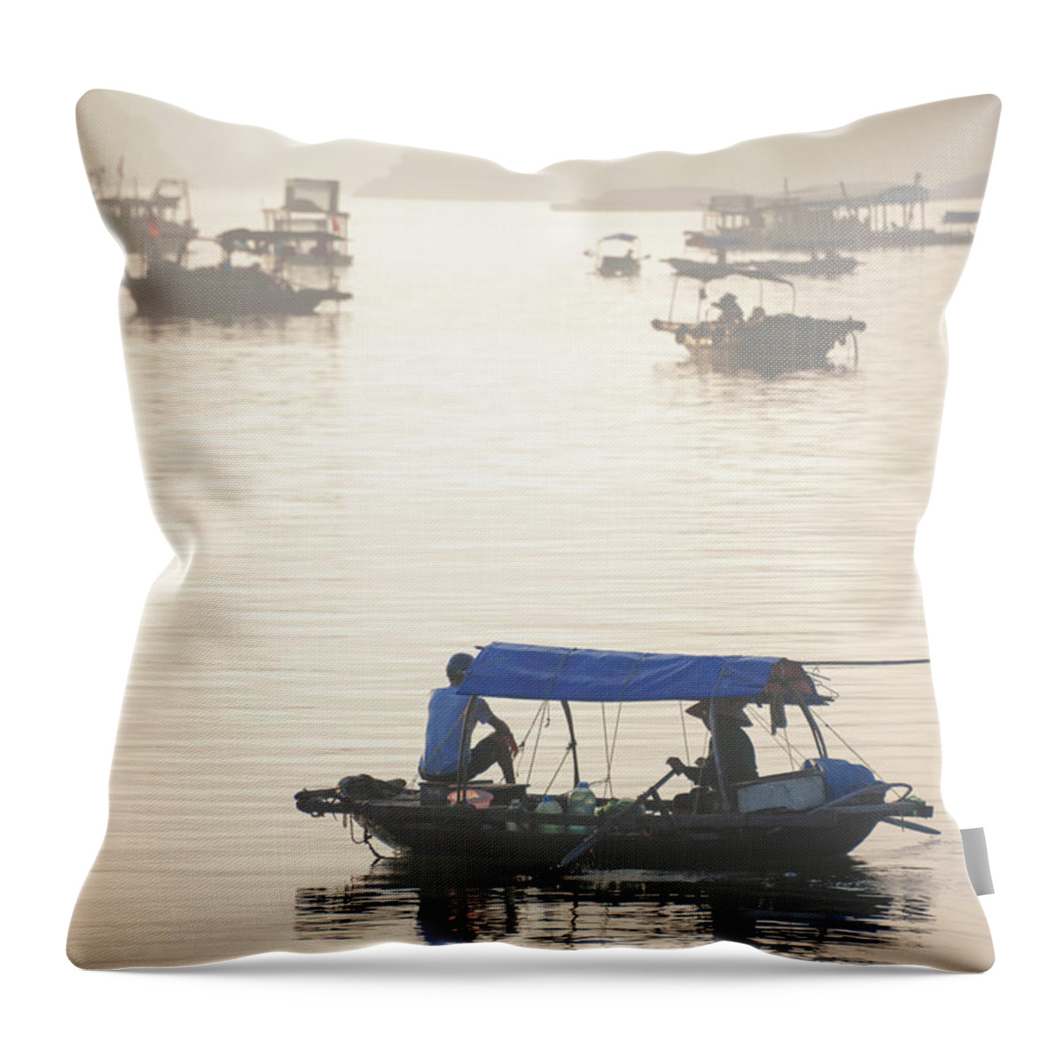 Ha Long Bay Throw Pillow featuring the photograph Ha Long Bay #4 by Gouzel -