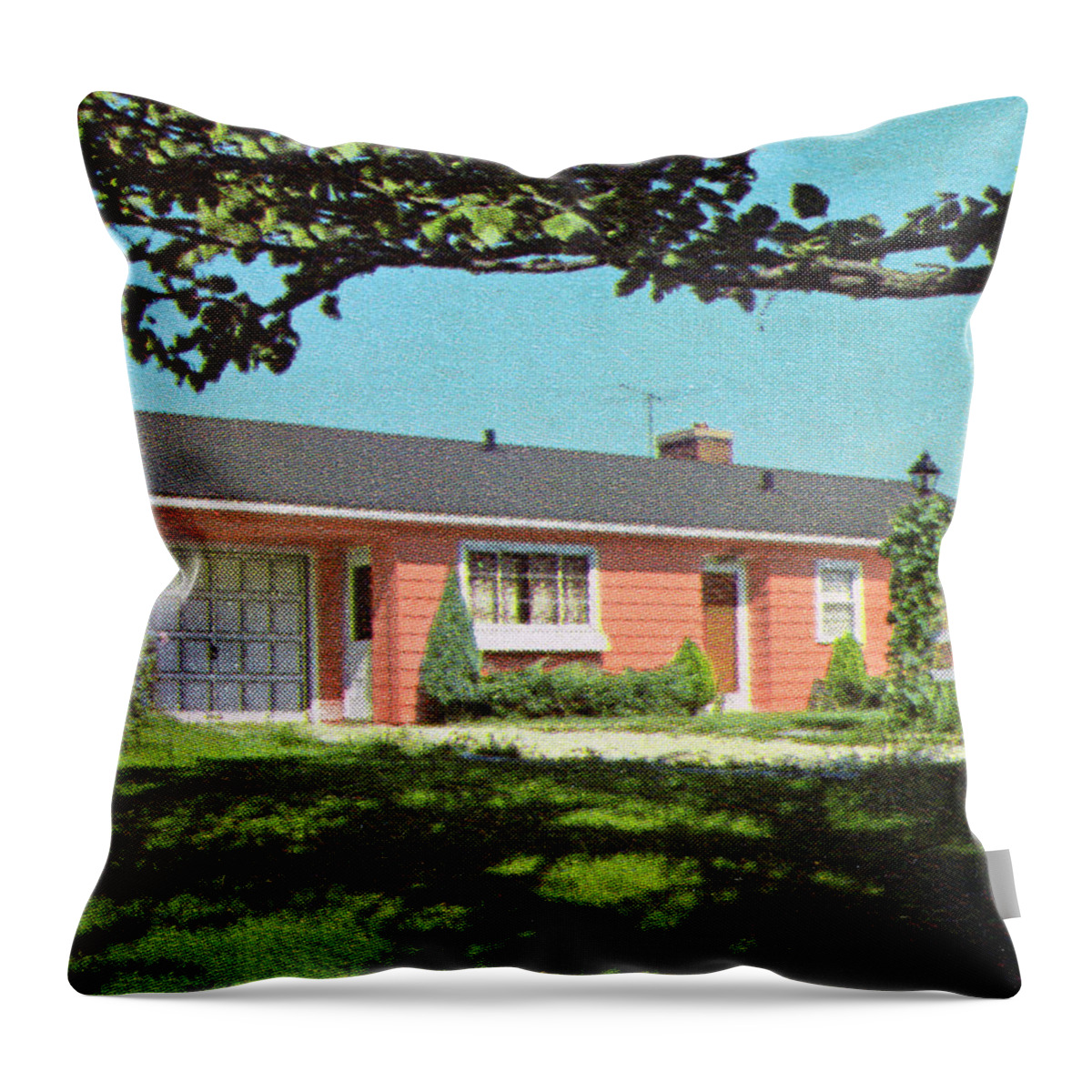 Architecture Throw Pillow featuring the drawing House in the Suburbs #4 by CSA Images