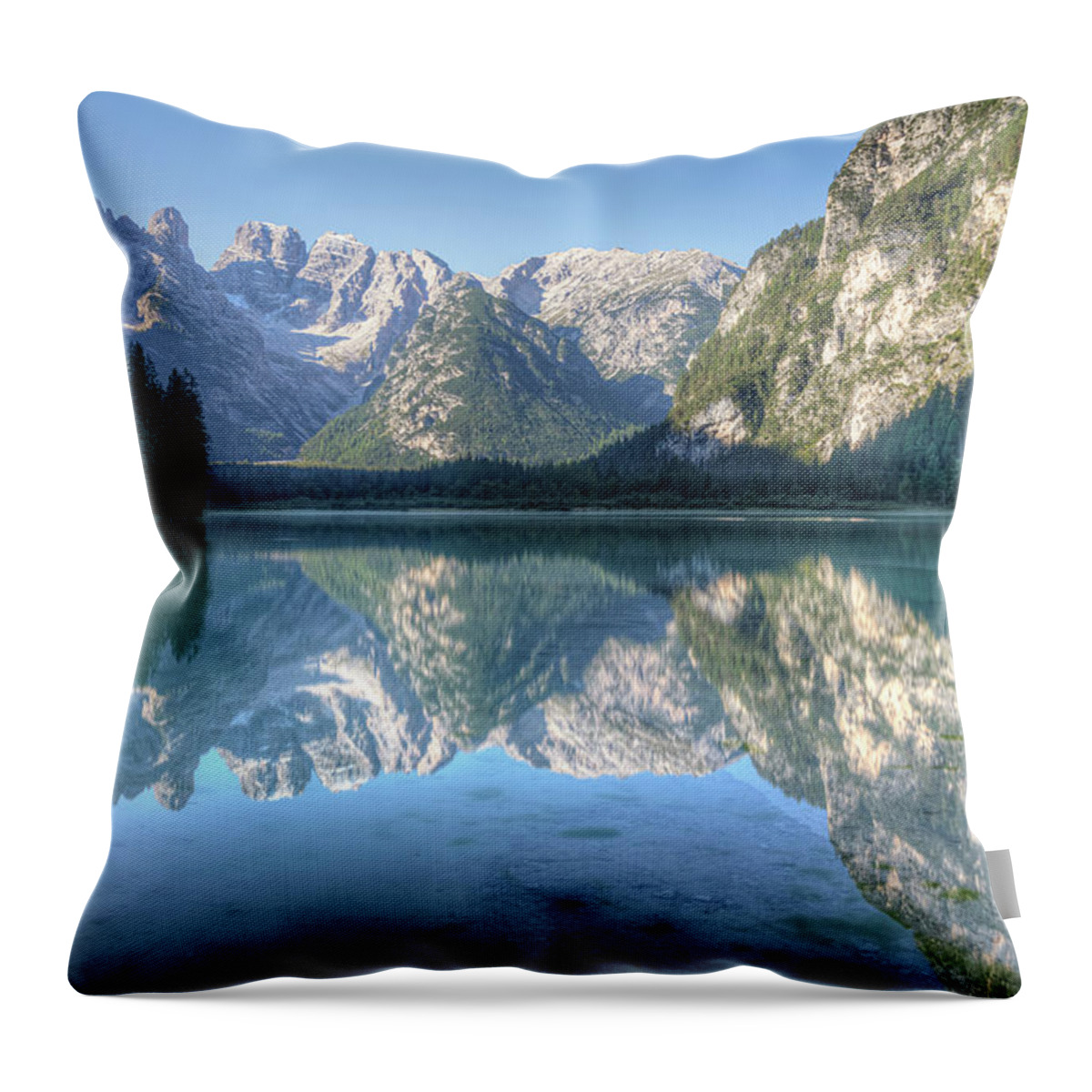 Lago Di Landro Throw Pillow featuring the photograph Lago di Landro - Italy #4 by Joana Kruse
