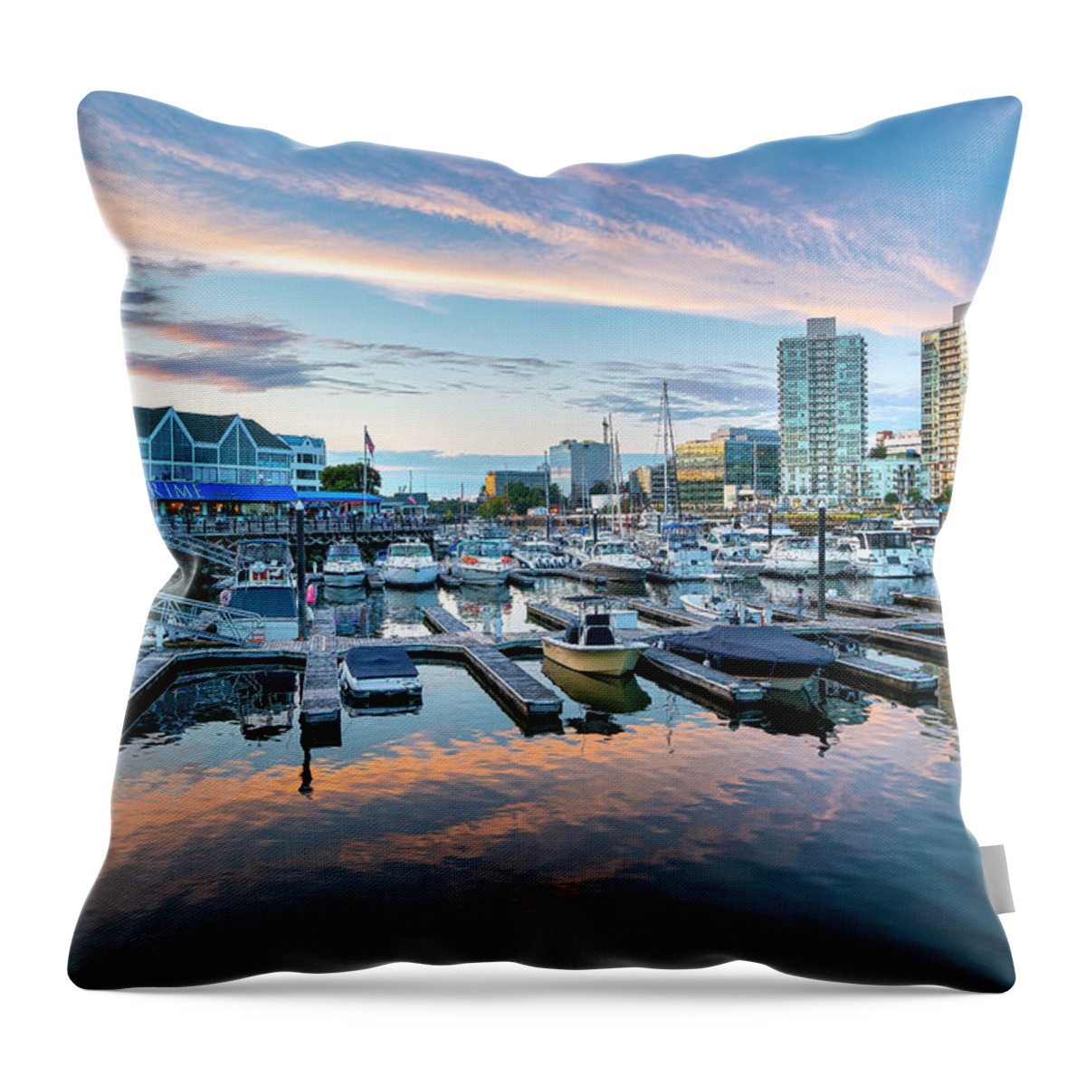 Estock Throw Pillow featuring the digital art Marina, Stamford, Connecticut #4 by Laura Zeid