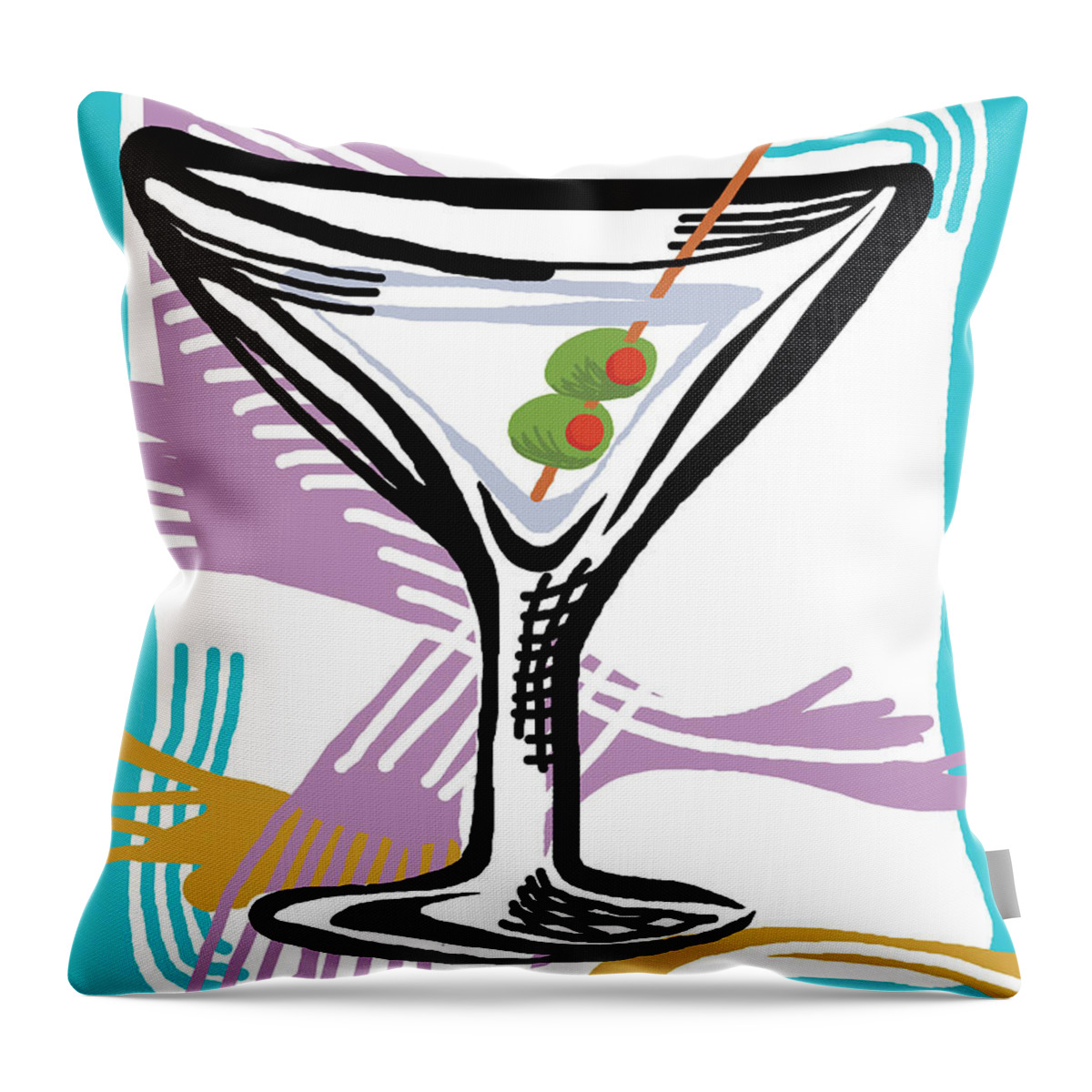 Alcohol Throw Pillow featuring the drawing Martini Glass #4 by CSA Images