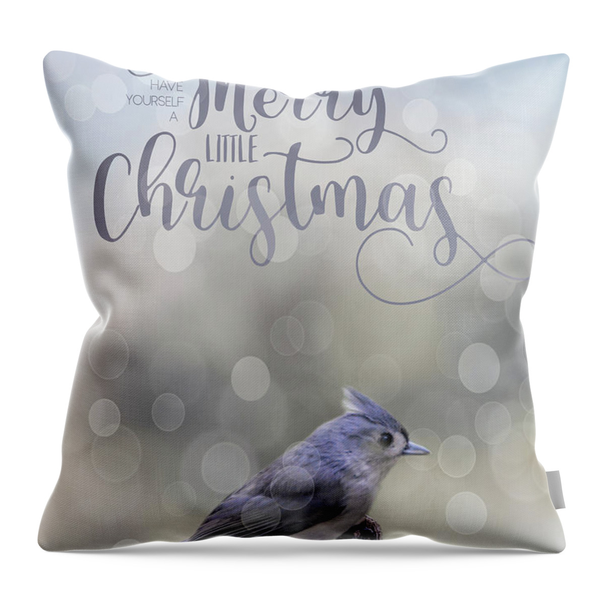 Titmouse Throw Pillow featuring the photograph Merry Christmas #4 by Cathy Kovarik