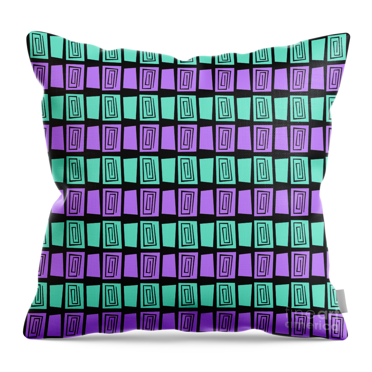 Retro Throw Pillow featuring the digital art Mid Century Modern Maze #5 by Donna Mibus