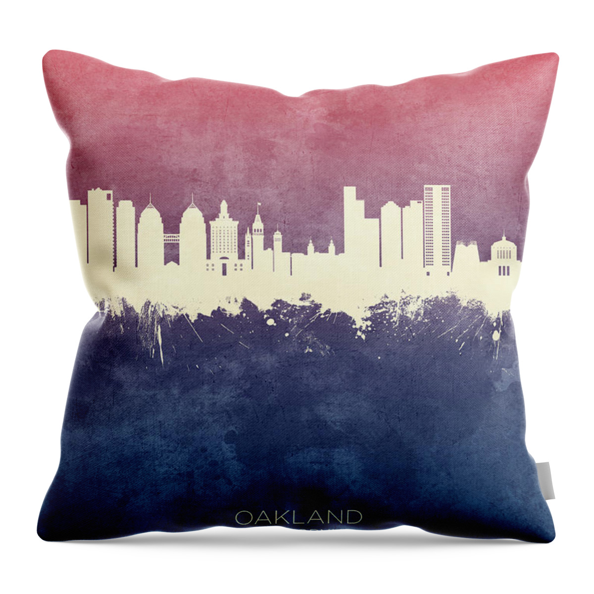 Oakland Throw Pillow featuring the digital art Oakland California Skyline #4 by Michael Tompsett