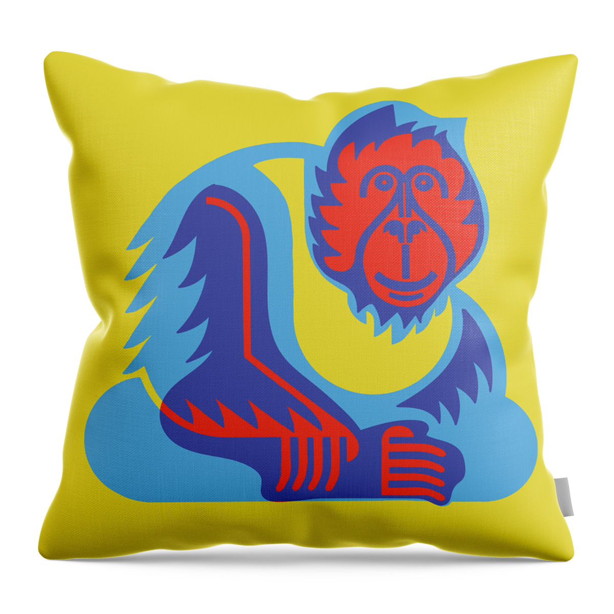 Animal Throw Pillow featuring the drawing Orangutan #4 by CSA Images