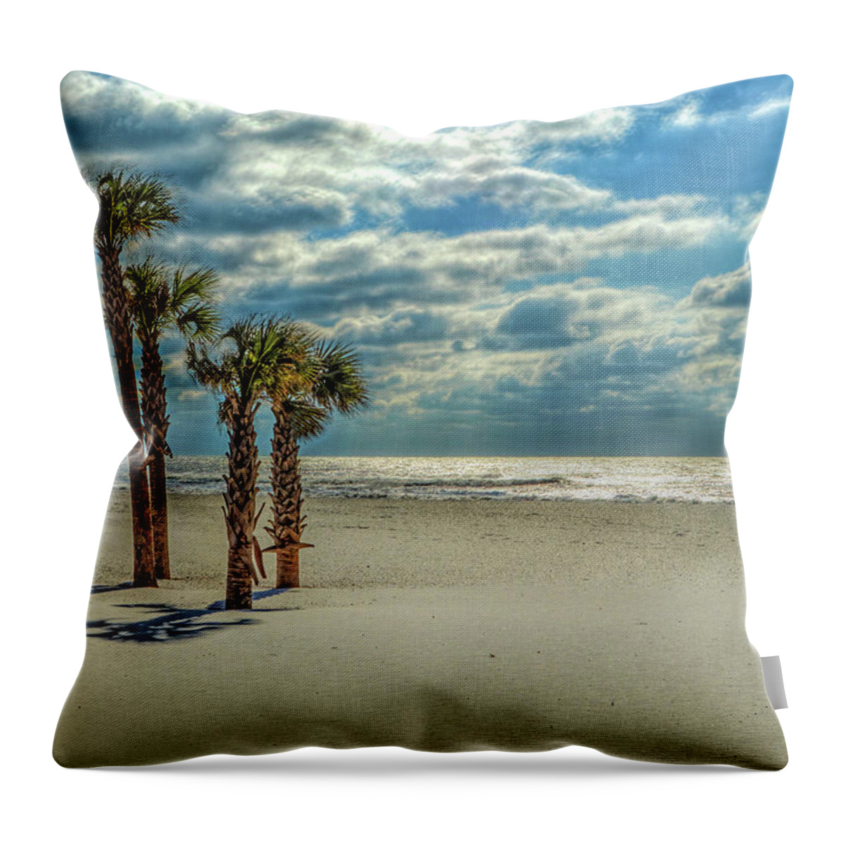 Alabama Throw Pillow featuring the photograph 4 Palms on the Beach by Michael Thomas