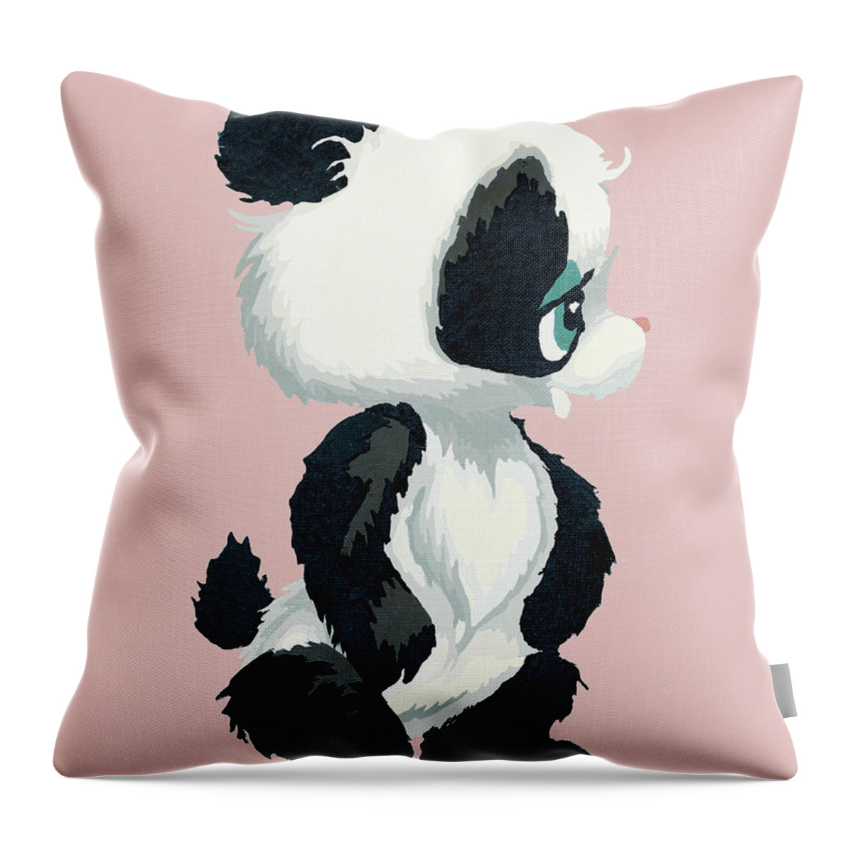 Animal Throw Pillow featuring the drawing Panda bear #4 by CSA Images