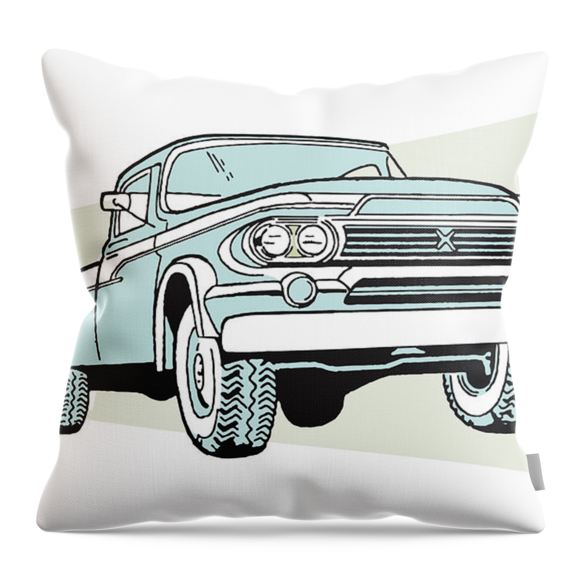 Auto Part Throw Pillow featuring the drawing Pickup Truck #4 by CSA Images