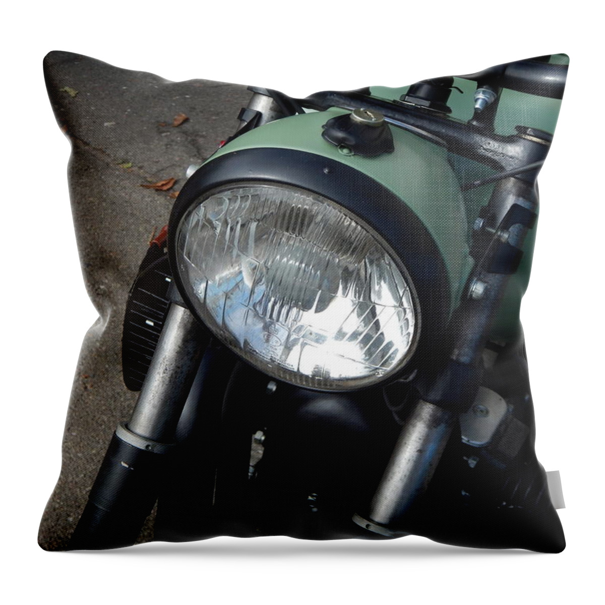 Engine Throw Pillow featuring the photograph Retro motorcycle and bike antique parts and elements #4 by Oleg Prokopenko