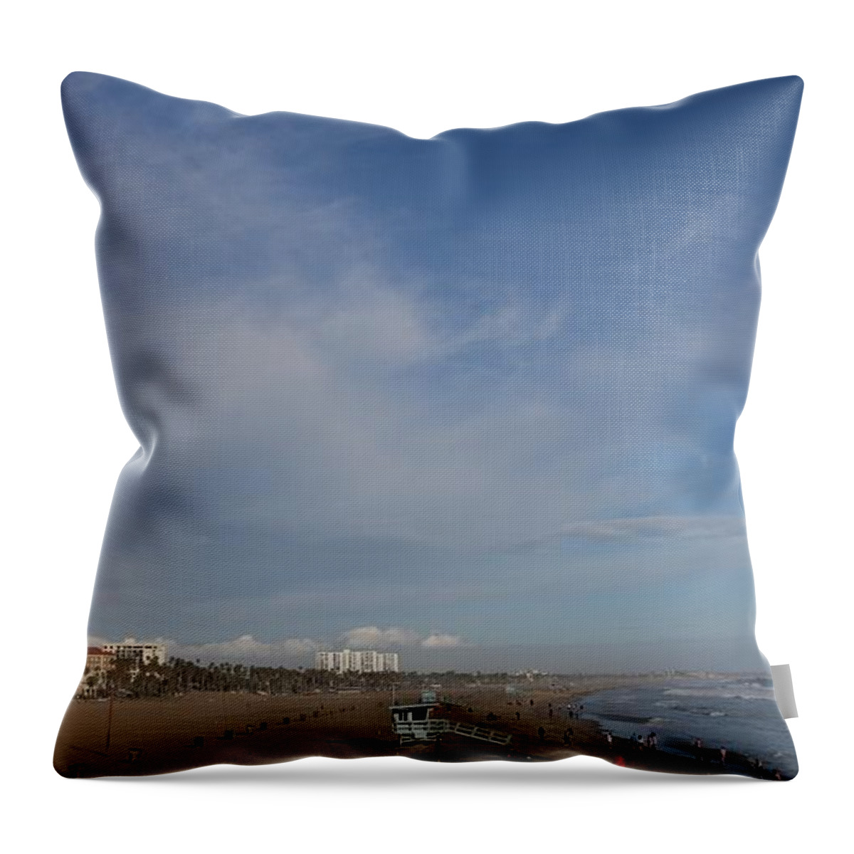 Beach Throw Pillow featuring the photograph Santa Monica Beach, Santa Monica, California #4 by John Shiron