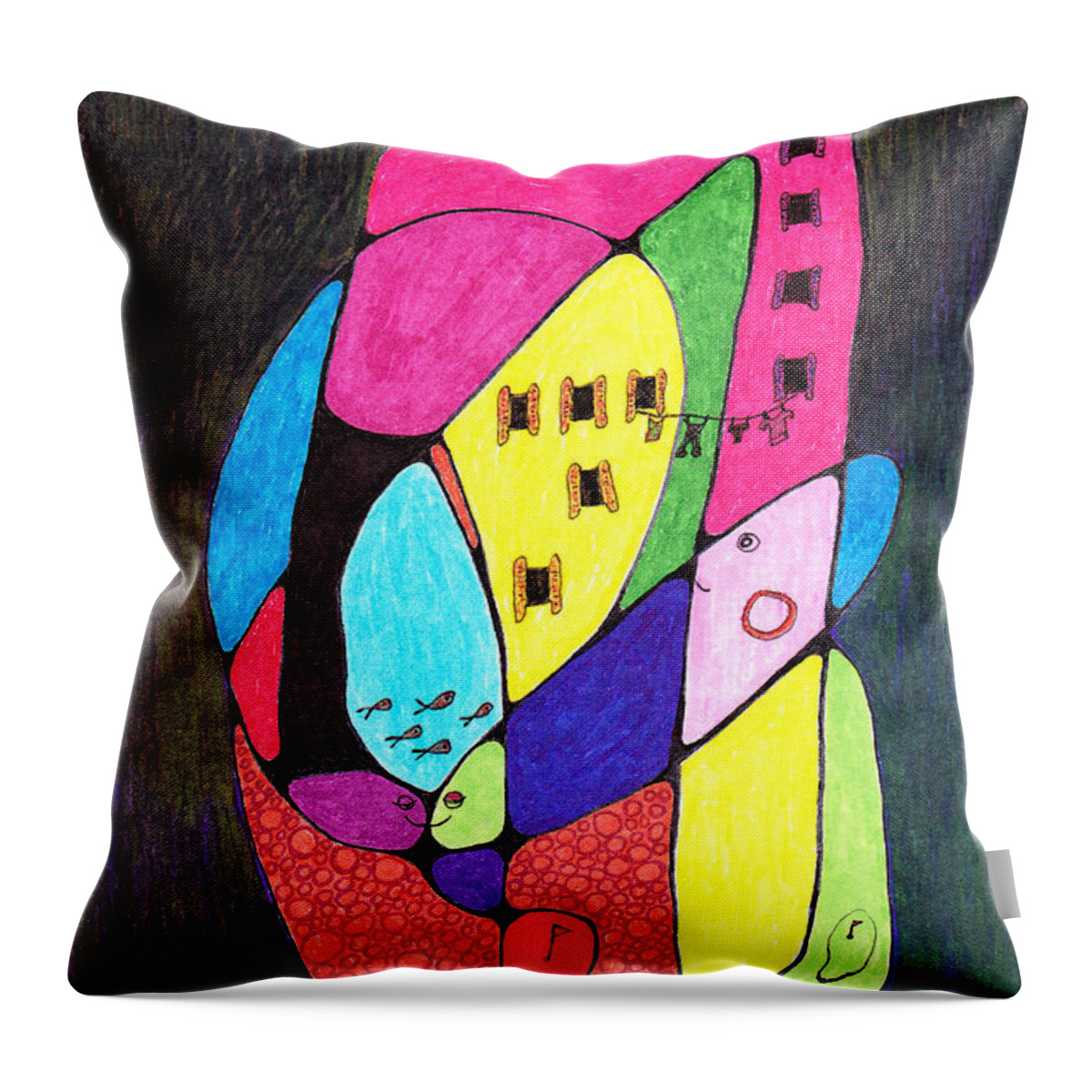 Lew Hagood Throw Pillow featuring the mixed media 46.ab.10 by Lew Hagood