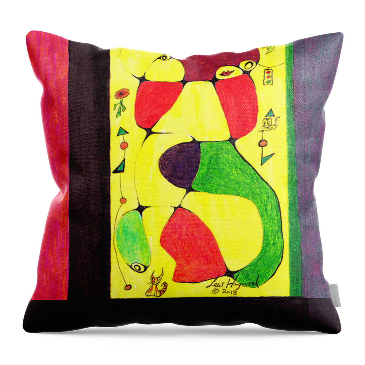 Lew Hagood Throw Pillow featuring the mixed media 46.ab.19 by Lew Hagood