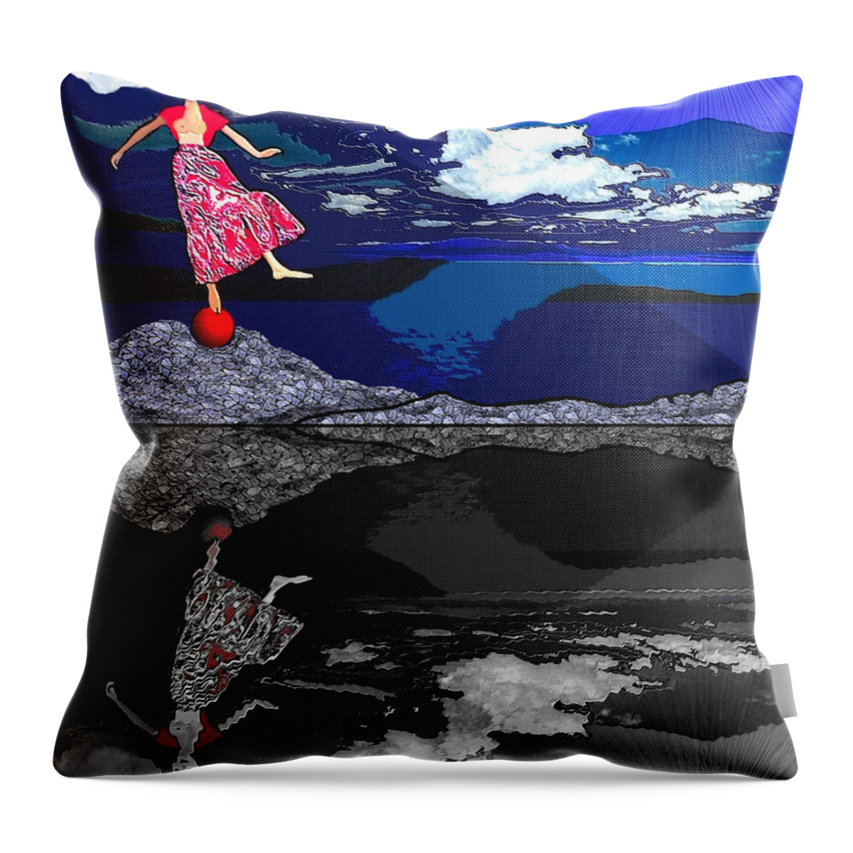 Woman Throw Pillow featuring the painting 483 Her Dance of life V by Irmgard Schoendorf Welch
