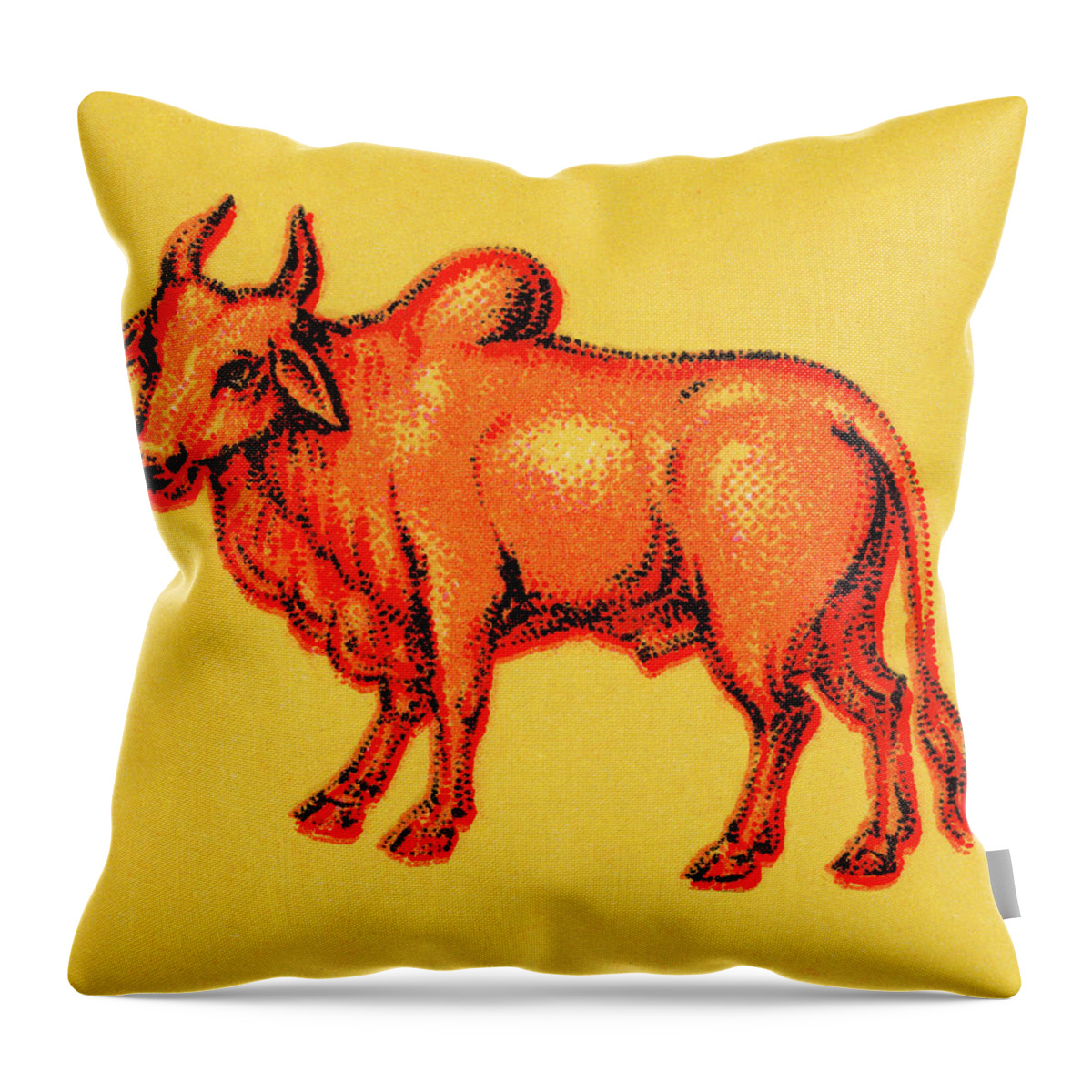 Animal Throw Pillow featuring the drawing Cattle #5 by CSA Images