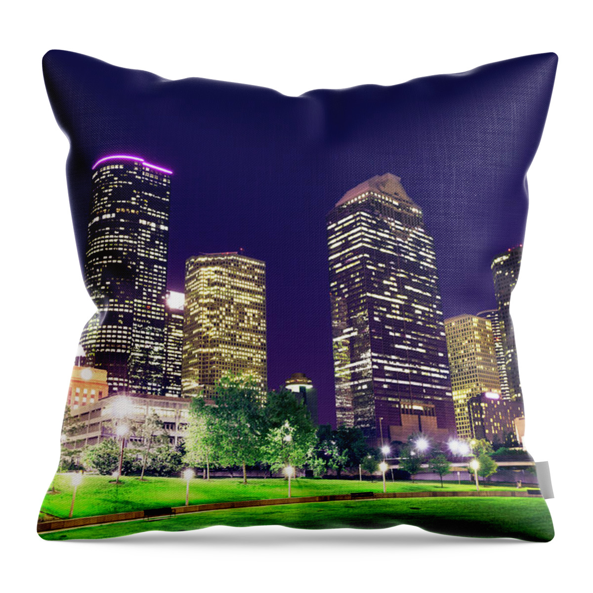 Scenics Throw Pillow featuring the photograph Houston Downtown #5 by Lightkey