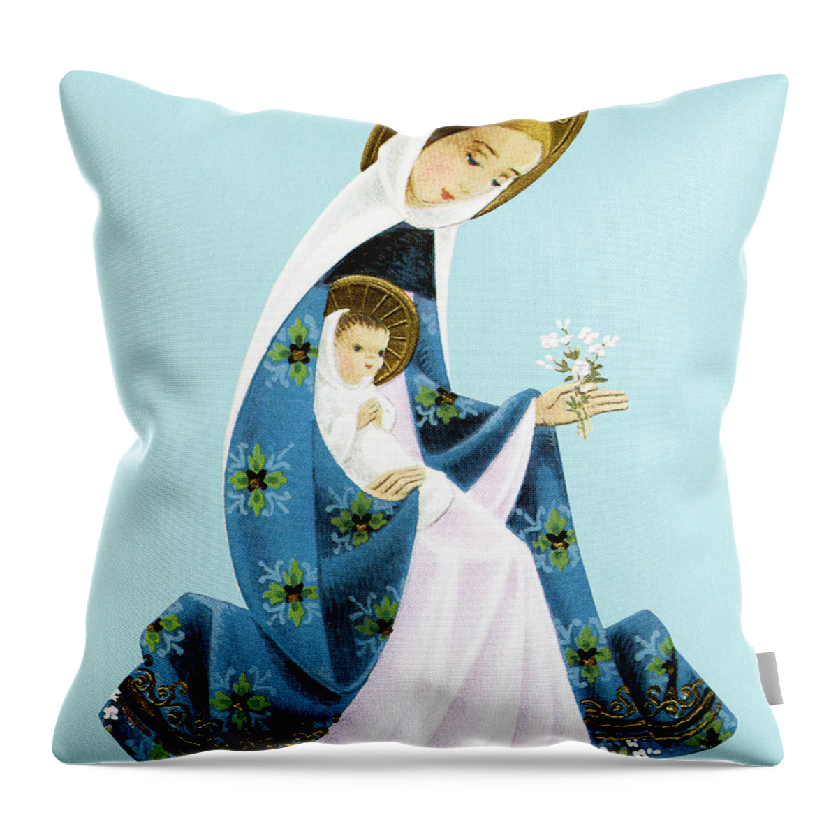 Adult Throw Pillow featuring the drawing Madonna and Child #5 by CSA Images