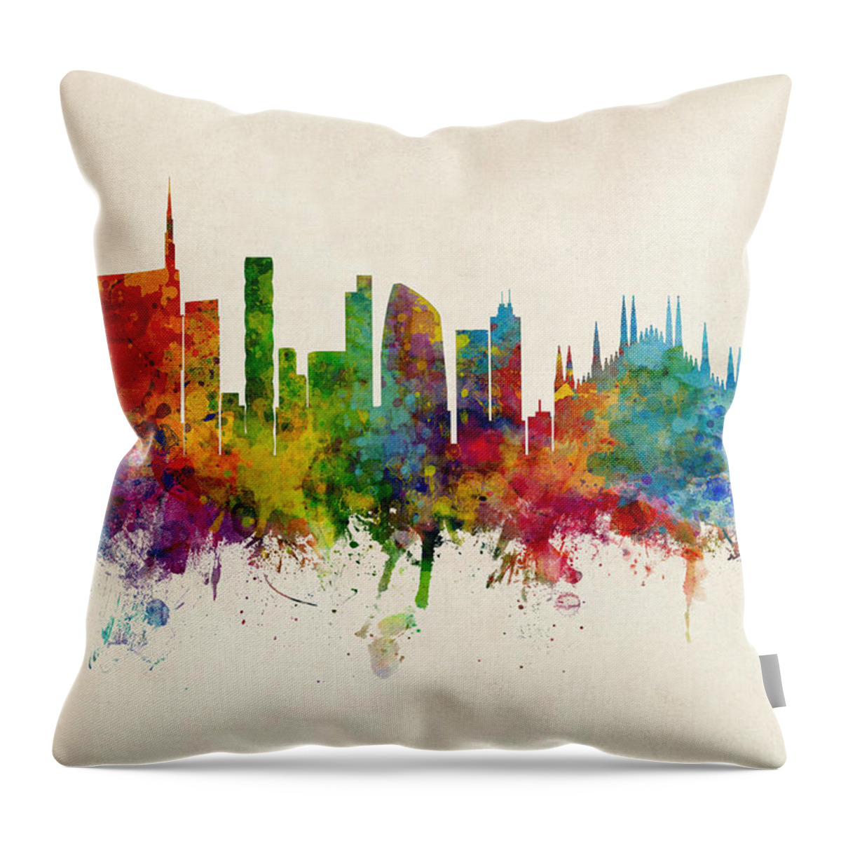Milan Throw Pillow featuring the digital art Milan Italy Skyline #5 by Michael Tompsett