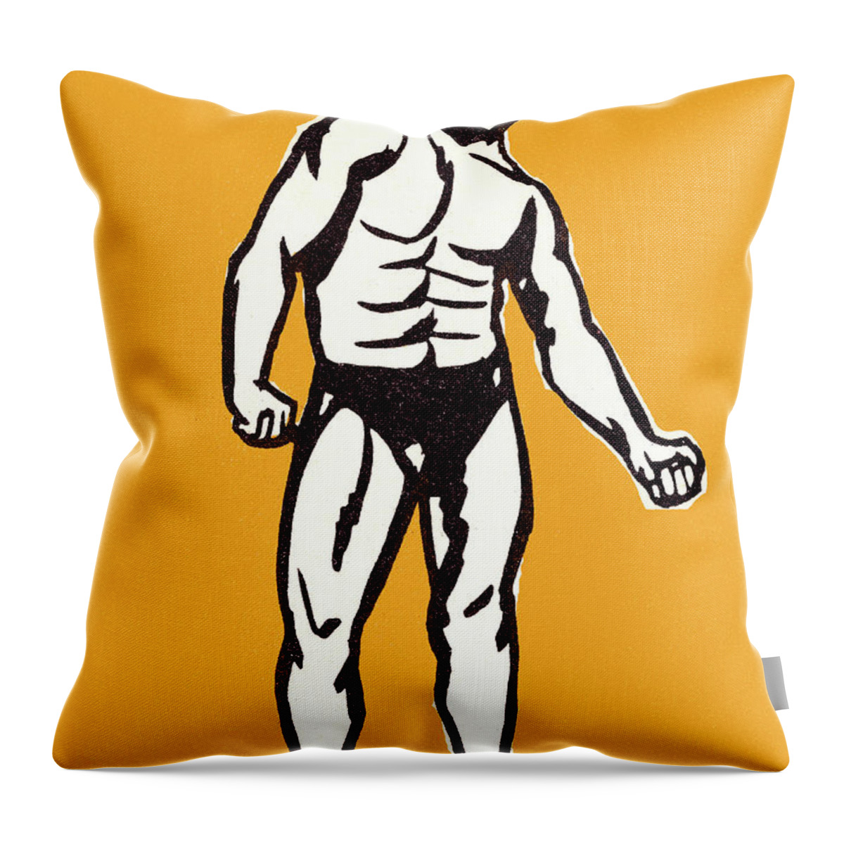 Adult Throw Pillow featuring the drawing Muscle man #5 by CSA Images