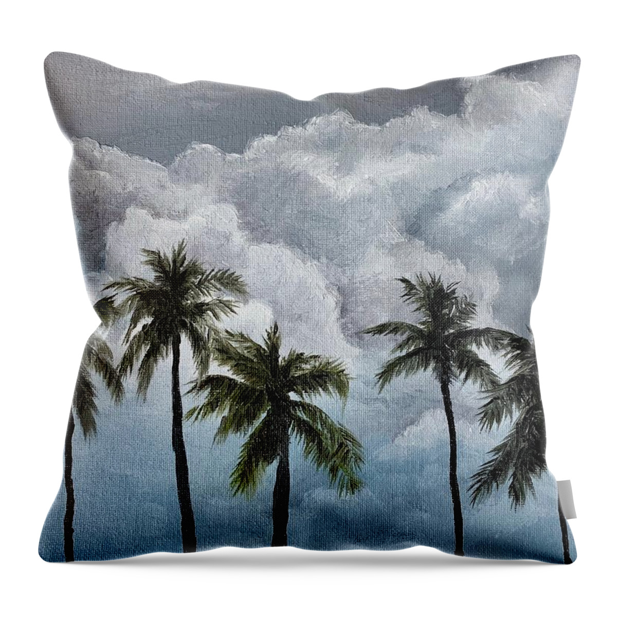 Miami Throw Pillow featuring the painting 5 Palm Trees by Steph Moraca