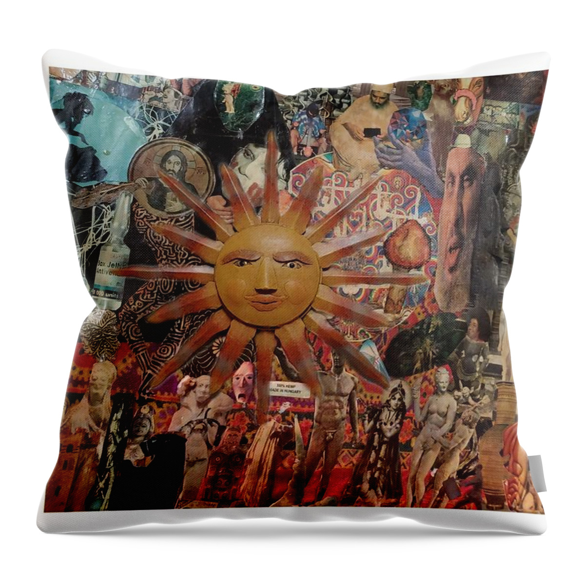 Sun Throw Pillow featuring the mixed media 55 by Michelle White