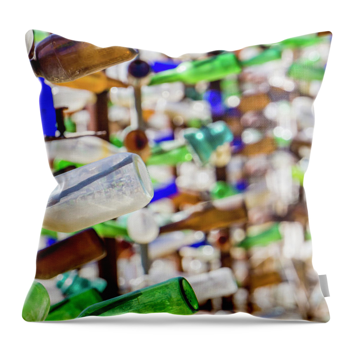 Tree Throw Pillow featuring the photograph Bottle tree ranch on route 66 california #6 by Alex Grichenko