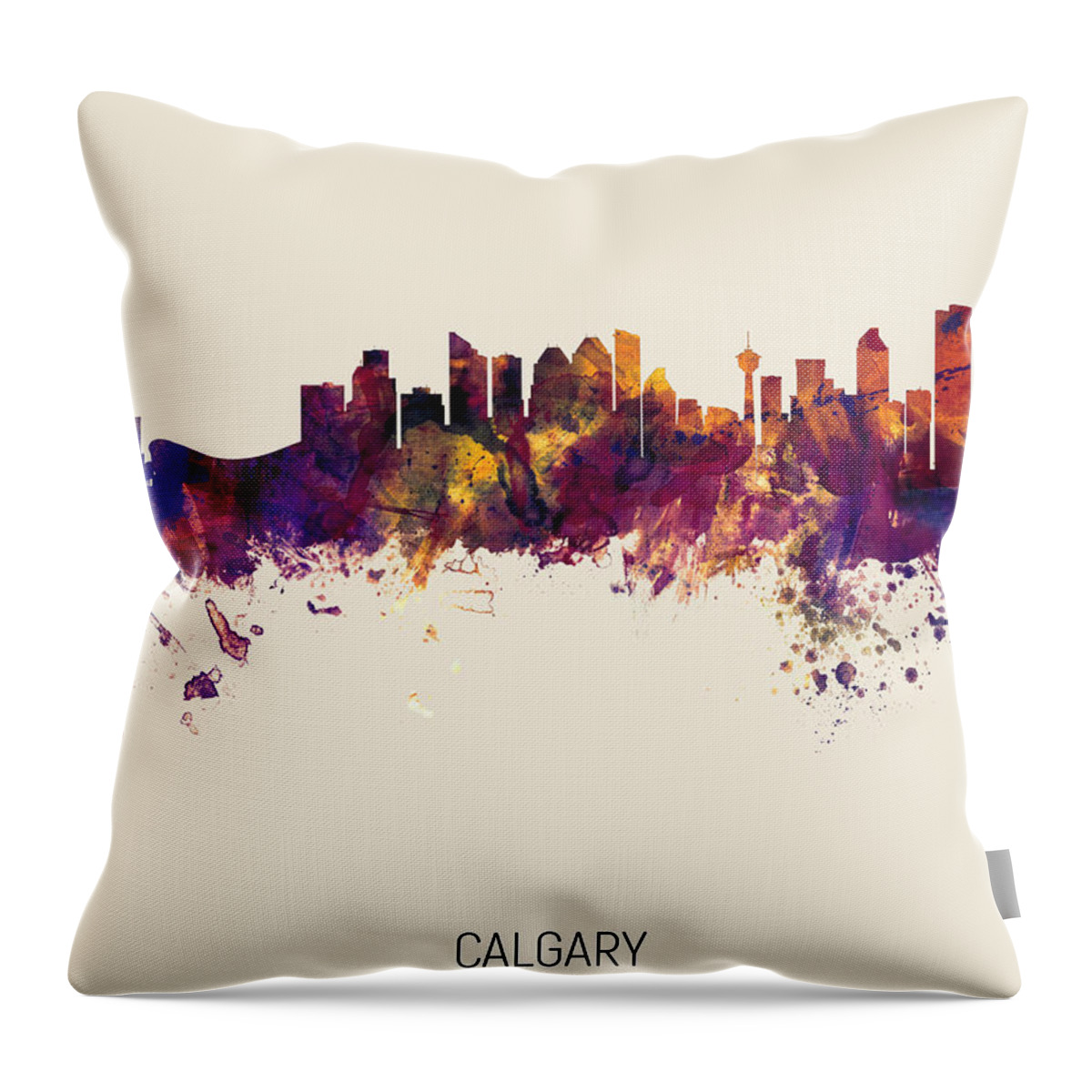 Calgary Throw Pillow featuring the digital art Calgary Canada Skyline #6 by Michael Tompsett